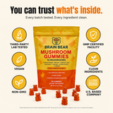 Brain Bear® Flow State - Daily Mushroom Gummies (90 Gummies)