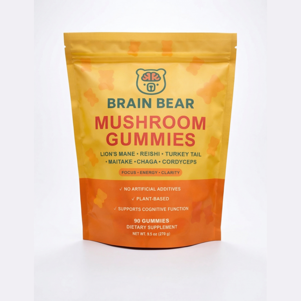 Brain Bear Mushroom Gummies bag